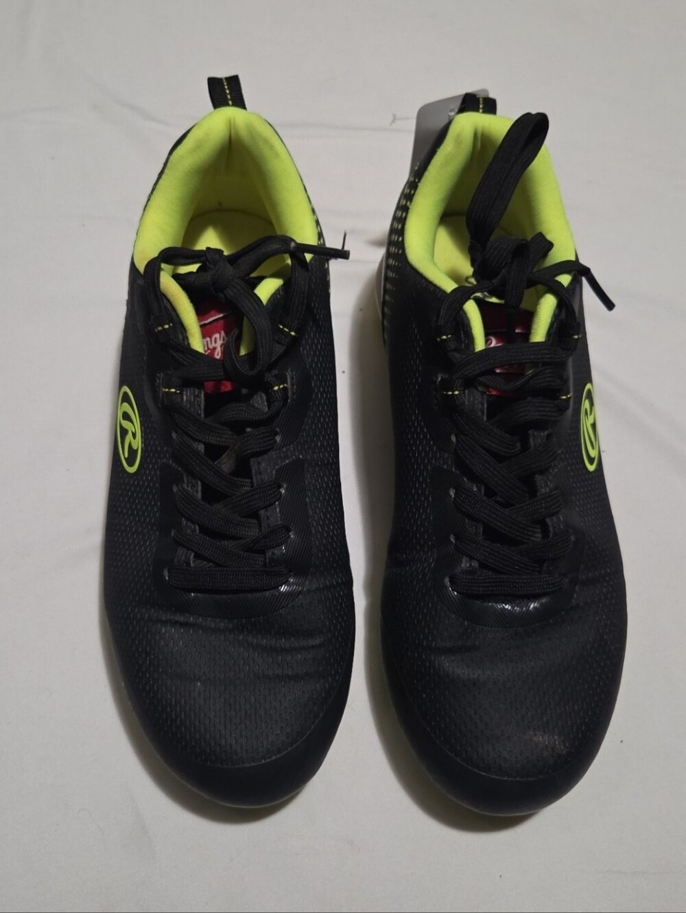 Rawlings boys 4.5 black green sports cleats #18